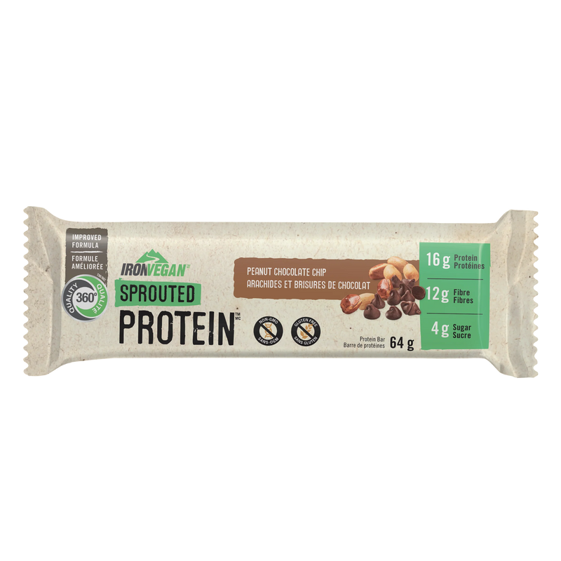 Iron Vegan Sprouted Protein Bar Peanut Chocolate Chip 62g
