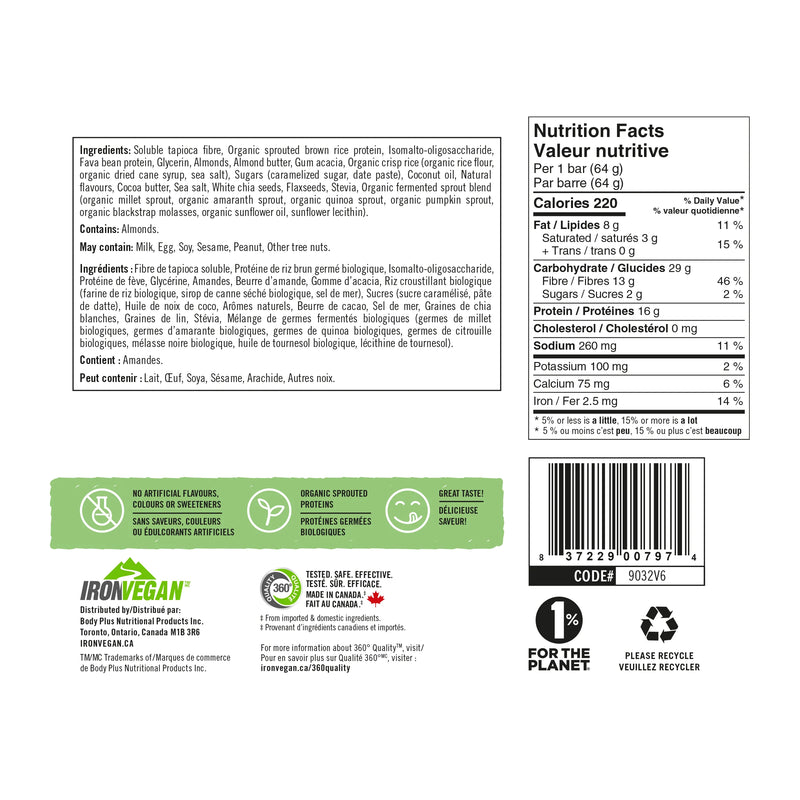 Iron Vegan Sprouted Protein Bar Sweet & Salty Caramel 64g