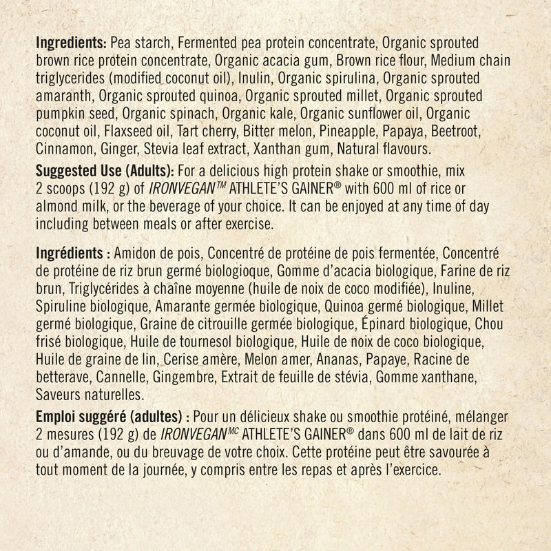 Iron Vegan Athlete's Gainer Natural Vanilla 2.5kg