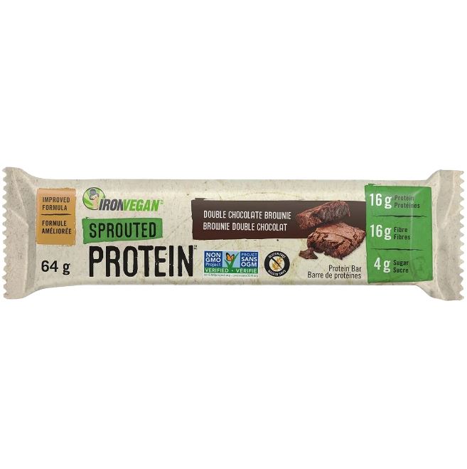 Iron Vegan Sprouted Protein Bar Double Chocolate Brownie 64g Supplements - Protein at Village Vitamin Store