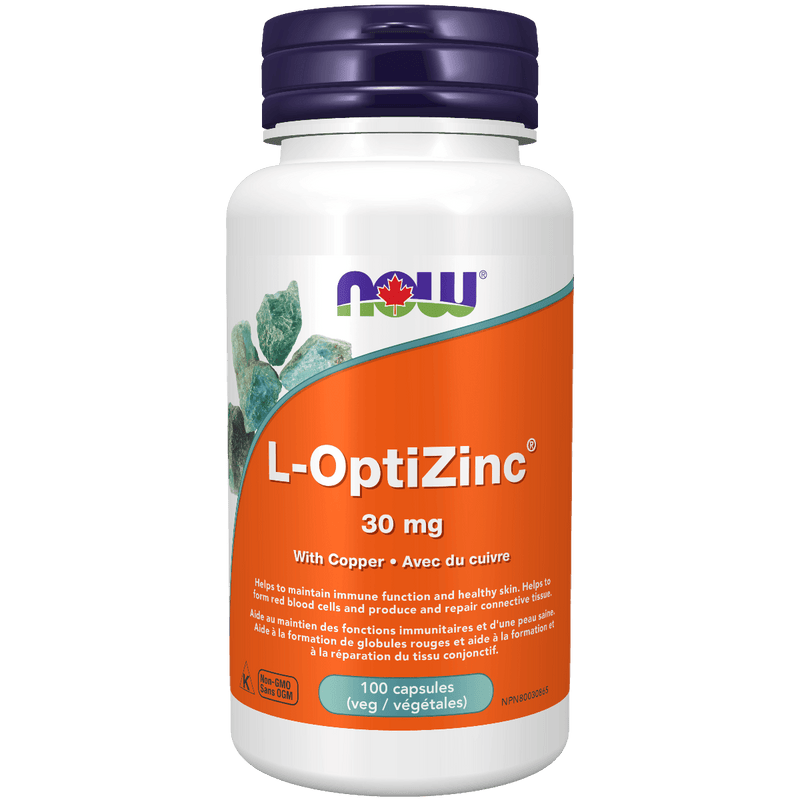 NOW L-OptiZinc® Monomethionine 30 mg Veggie Caps Minerals - Zinc at Village Vitamin Store
