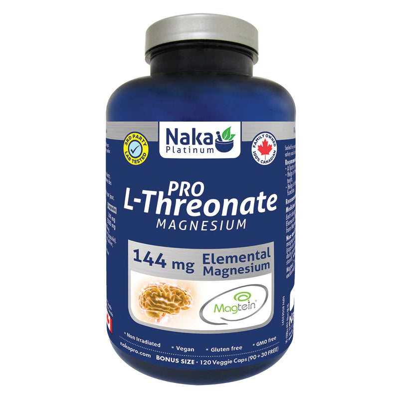 Naka Platinum PRO L-Threonate Magnesium 144mg 120 Veggie Caps (90 + 30 FREE)