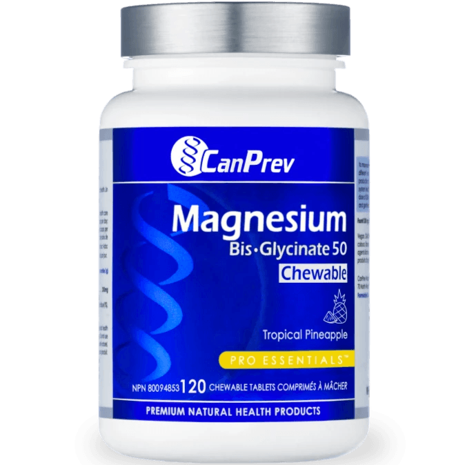 CanPrev Magnesium Bis-Glycinate 50 Tropical Pineapple 120 Chewable Tabs