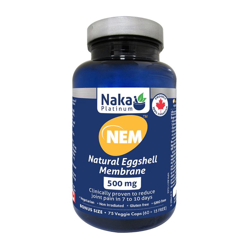 Naka Platinum NEM 500 mg For Joint Pain Bonus Size 75 Veggie Capsules (60+15 Free)
