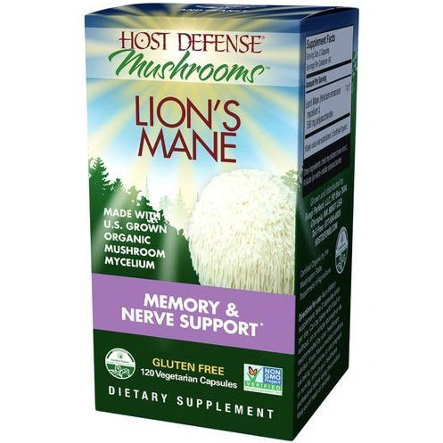 Host Defense Lion's Mane - Memory & Nerve Support 120 Vegetarian Capsules Supplements - Cognitive Health at Village Vitamin Store