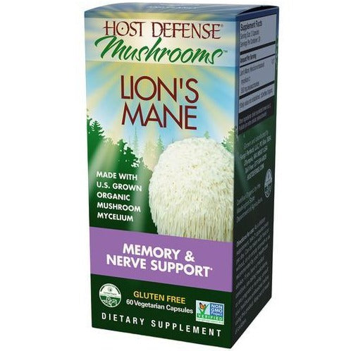 Host Defense Lion's Mane - Memory & Nerve Support 60 Vegetarian Capsules Supplements - Cognitive Health at Village Vitamin Store
