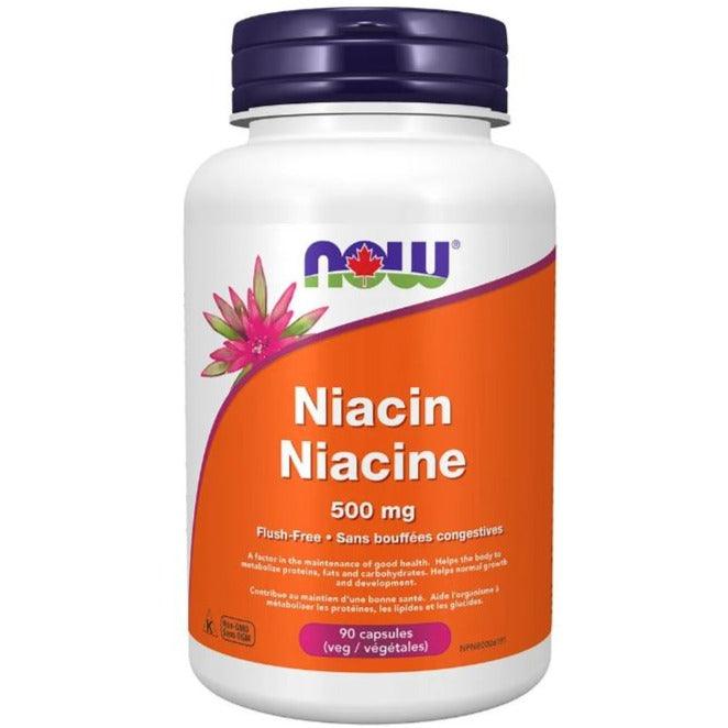 NOW Flush Free Niacin 500 mg 90 Veggie Caps Vitamins - Vitamin B at Village Vitamin Store