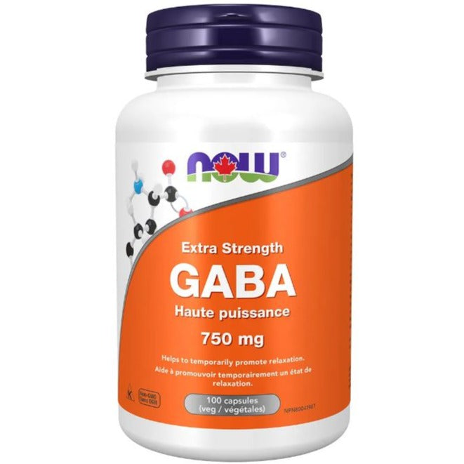 NOW Extra Strength Gaba 750MG 100 Caps Supplements at Village Vitamin Store