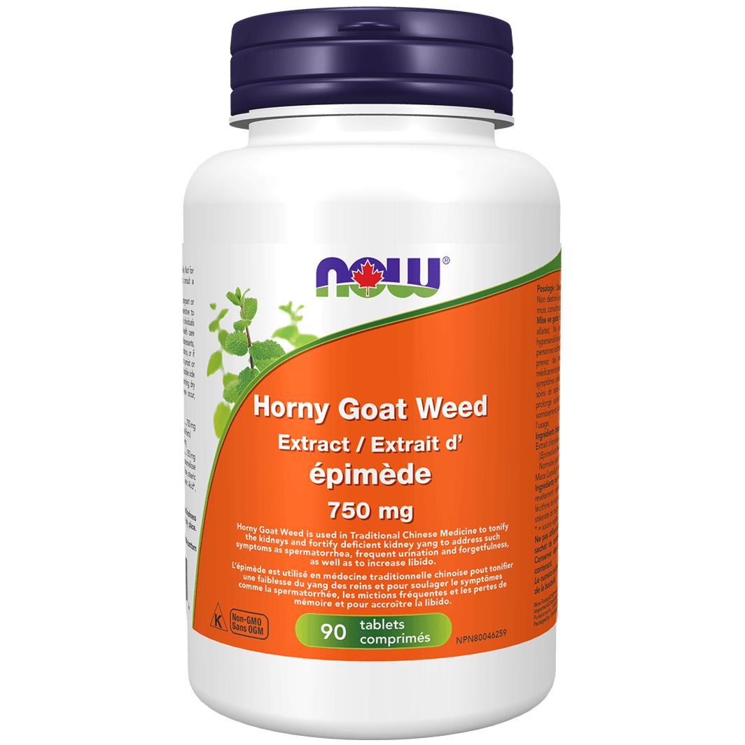 NOW Horny Goat Weed Extract 750 mg 90 Tabs Supplements - Intimate Wellness at Village Vitamin Store