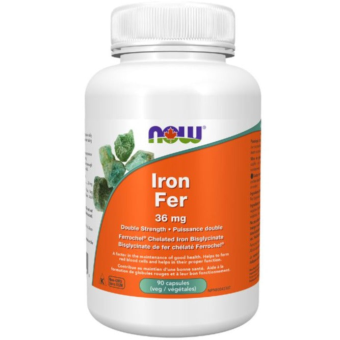 NOW Iron Bysglycinate 36 mg 90 Veggie Caps Minerals - Iron at Village Vitamin Store