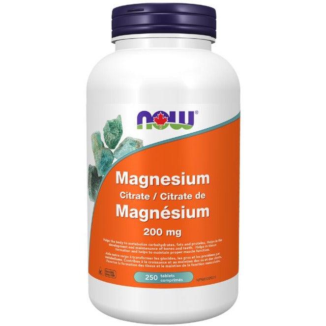 NOW Magnesium Citrate 200mg 250 Tablets Minerals - Magnesium at Village Vitamin Store