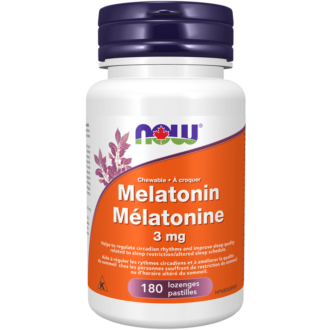 NOW Melatonin 3mg 180 Lozenges Supplements - Sleep at Village Vitamin Store