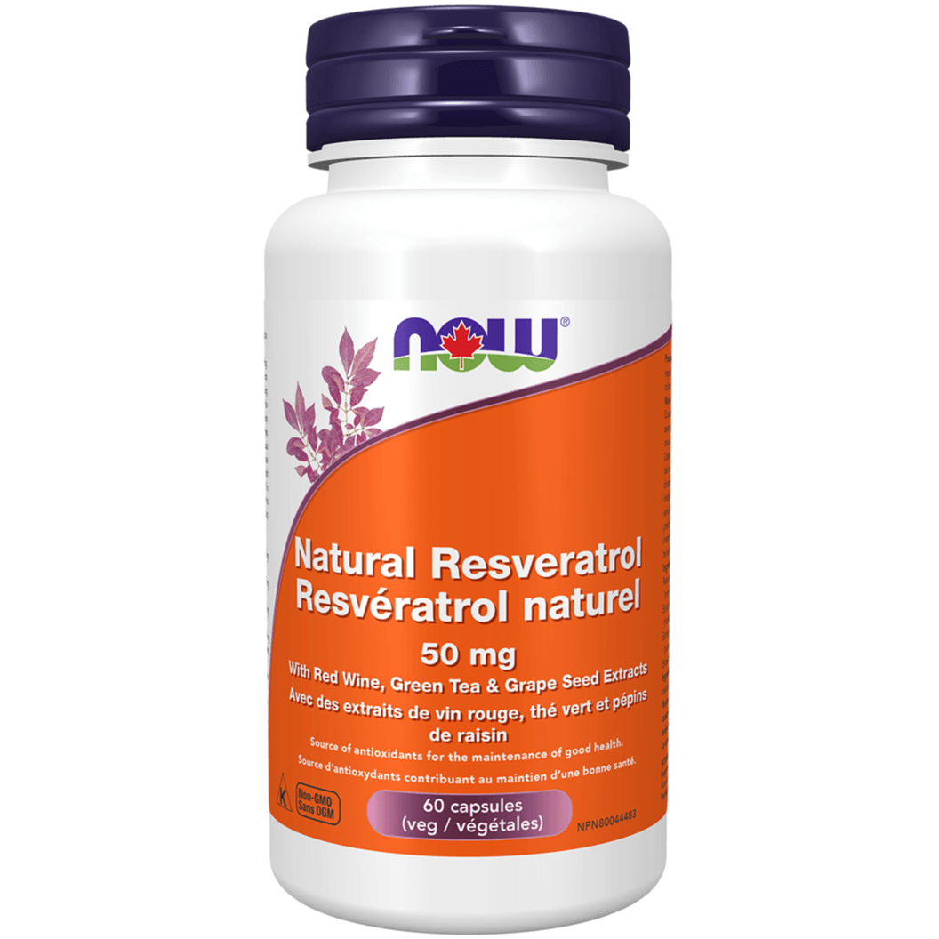 NOW Natural Resvertarol 50mg 60 Veggie Caps Supplements at Village Vitamin Store