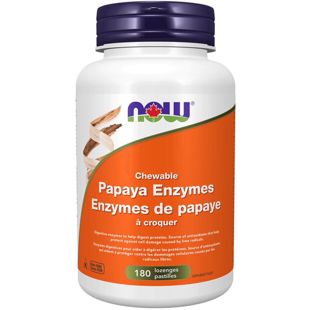 NOW Papaya Enzymes 180 Lozenges Supplements - Digestive Enzymes at Village Vitamin Store