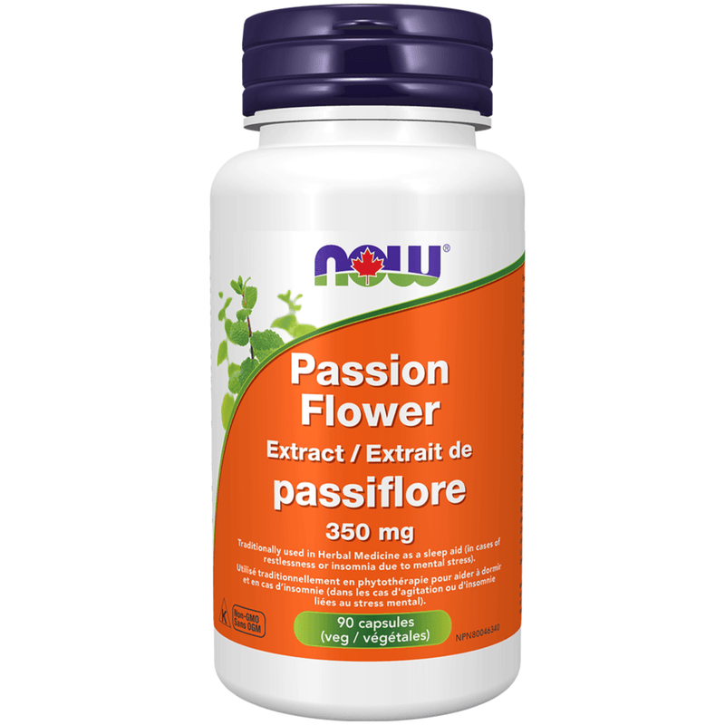 NOW Passion Flower Extract 90 Veggie Caps Supplements at Village Vitamin Store