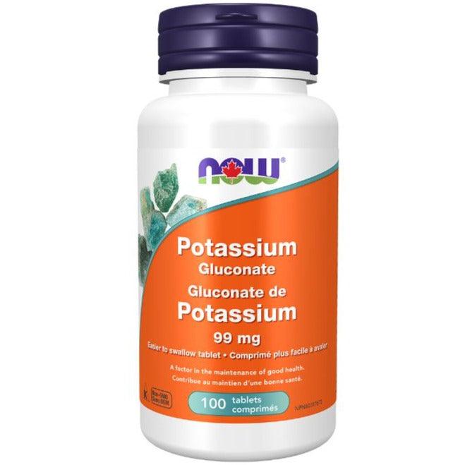 NOW Potassium Gluconate 99mg 100 Tablets Minerals at Village Vitamin Store