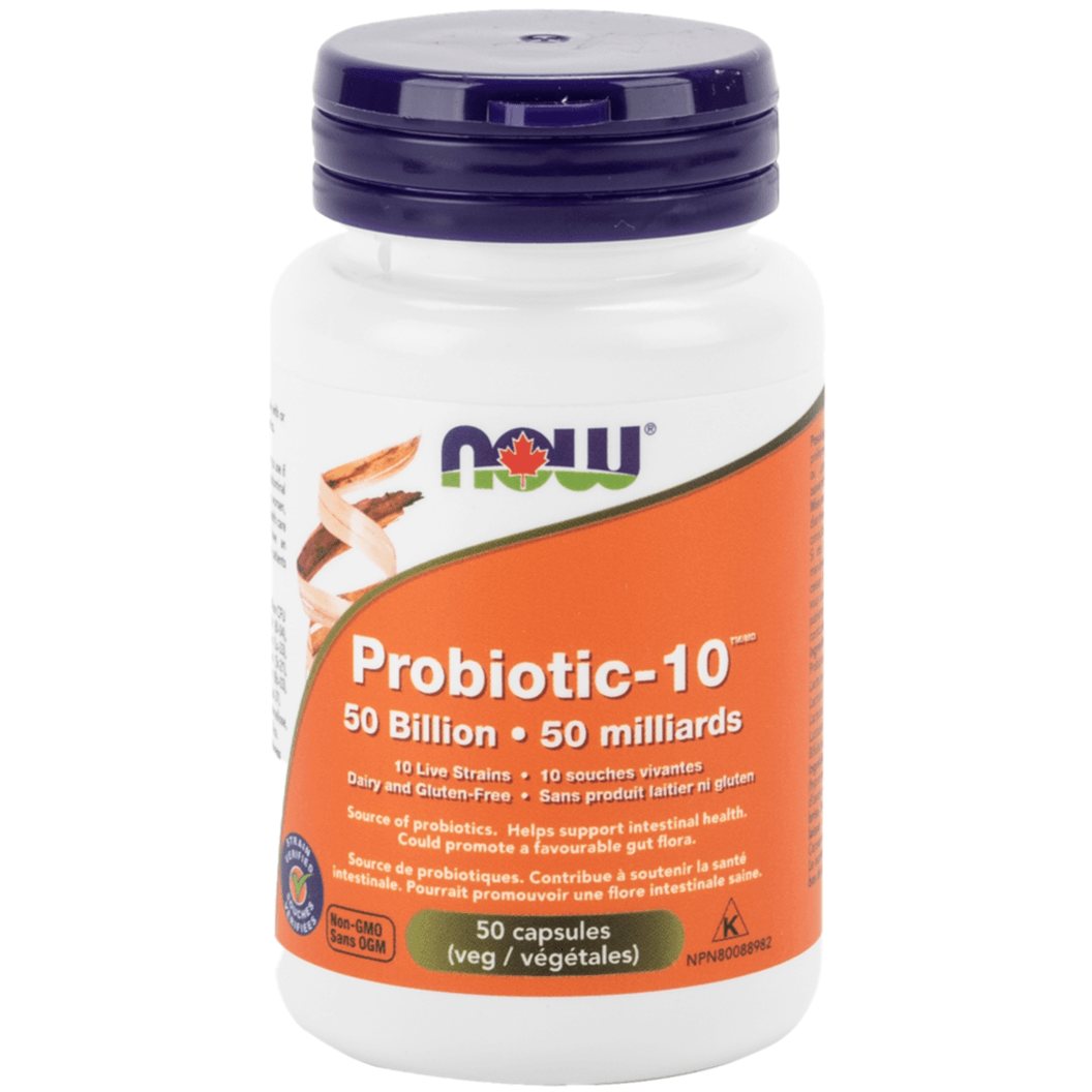 NOW Probiotic-10 50 Billion 50 Veggie Caps Supplements - Probiotics at Village Vitamin Store