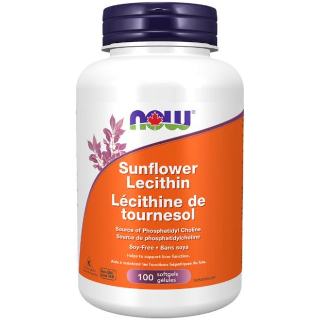 NOW Sunflower Lecithin 1200mg 100 Softgels Supplements at Village Vitamin Store