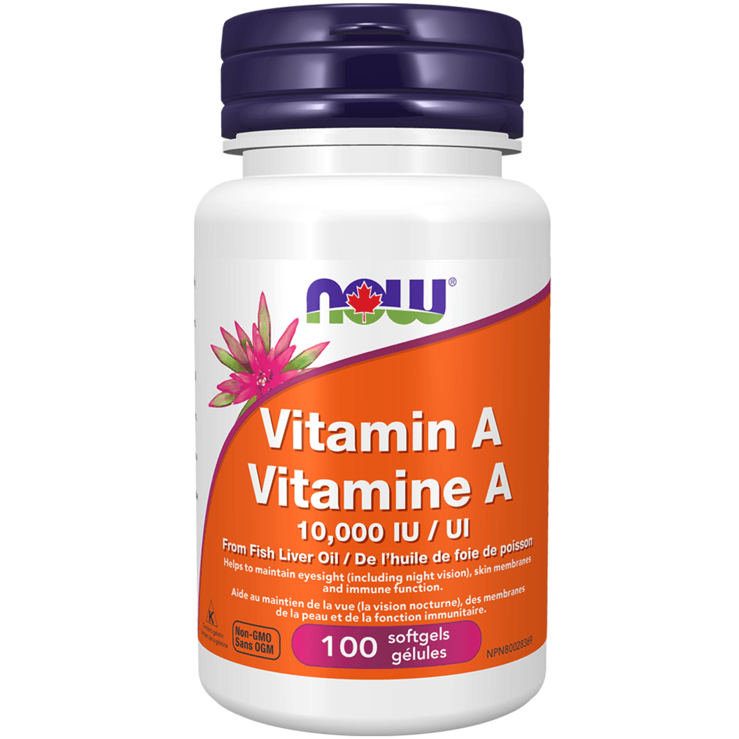 NOW Vitamin A 10,000 IU 100 Softgels Vitamins - Vitamin A at Village Vitamin Store