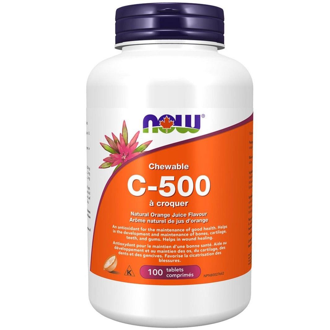 NOW Vitamin C-500 Natural Orange 100 Chewable Lozenges Vitamins - Vitamin C at Village Vitamin Store