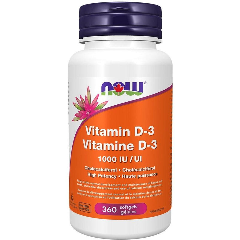 NOW Vitamin D-3 1000 IU 360 Softgels Vitamins - Vitamin D at Village Vitamin Store