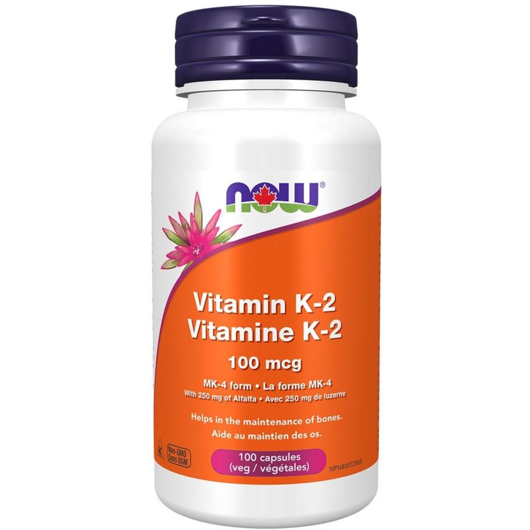 NOW Vitamin K-2 100mcg 100 Veggie Caps Vitamins - Vitamin K at Village Vitamin Store