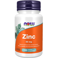 NOW Zinc 50mg 100 Tablets Minerals - Zinc at Village Vitamin Store