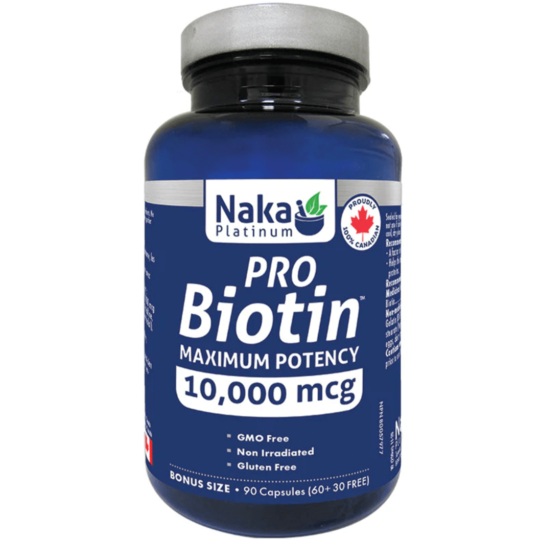 Naka Platinum PRO Biotin 10000mcg 90 Caps Supplements - Hair Skin & Nails at Village Vitamin Store