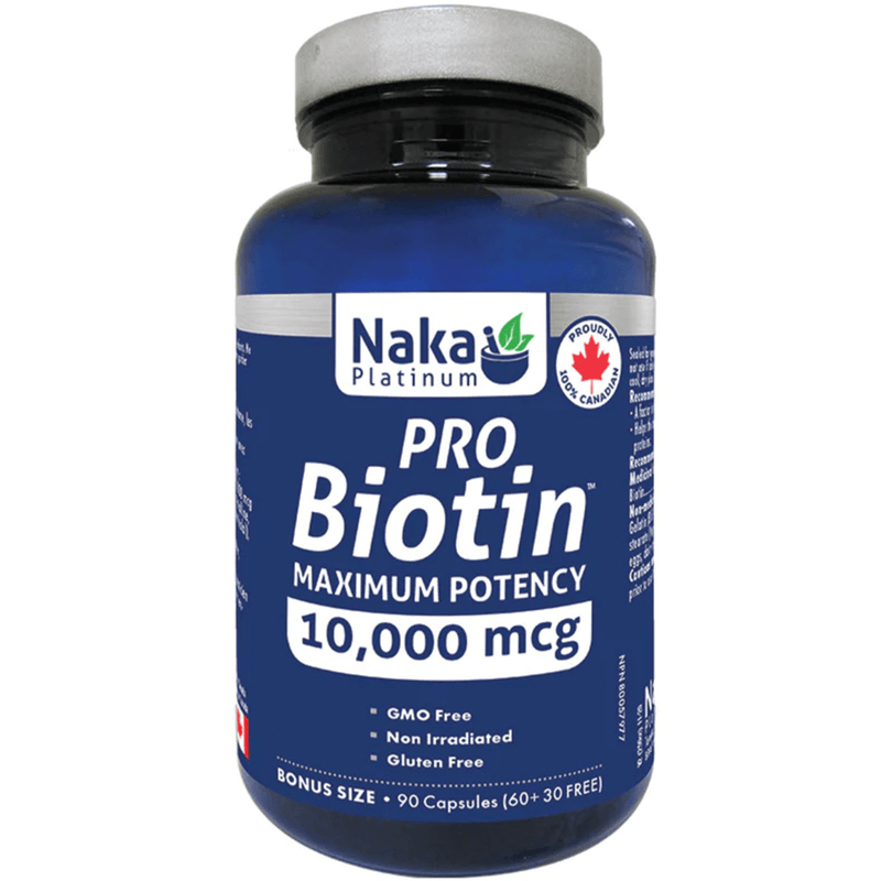 Naka Platinum PRO Biotin 10000mcg 90 Caps Supplements - Hair Skin & Nails at Village Vitamin Store