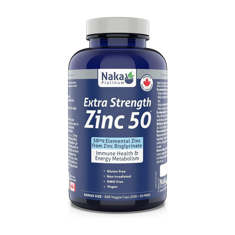 Naka Extra Strength Zinc 50 300 Veggie Caps (250+50 Free)