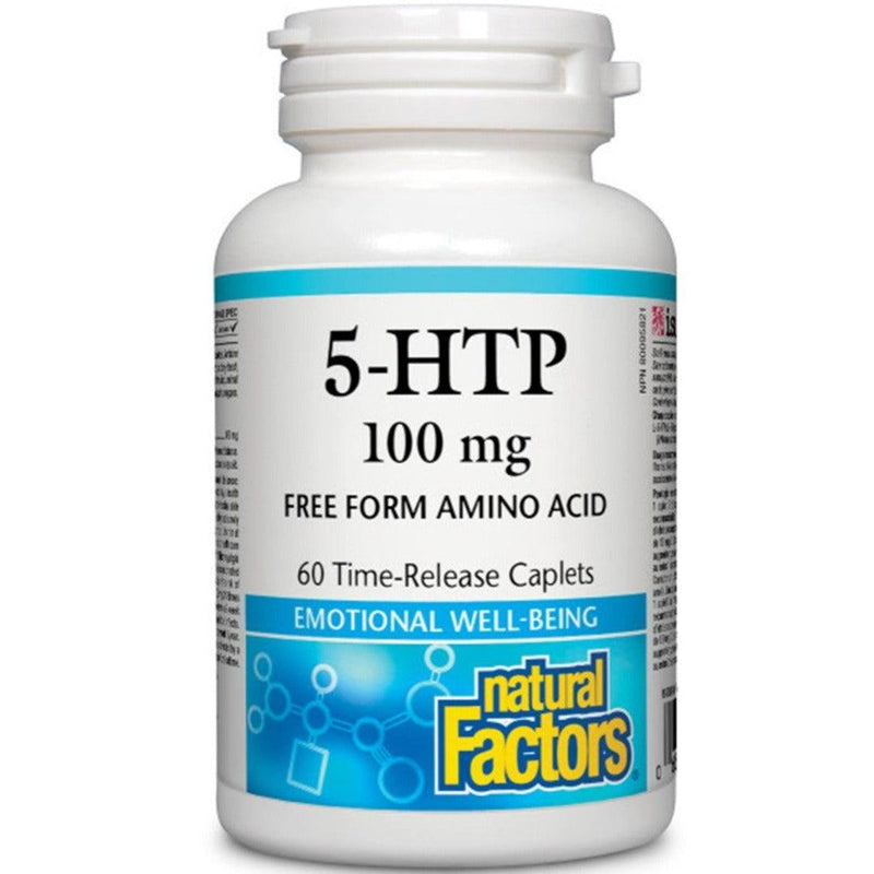 Natural Factors 5-HTP Time Release 100mg 60 Caplets Supplements - Stress at Village Vitamin Store
