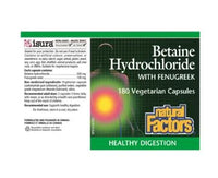 Natural Factors Betaine Hydrochloride with Fenugreek 180 Veggie Caps Supplements - Digestive Enzymes at Village Vitamin Store