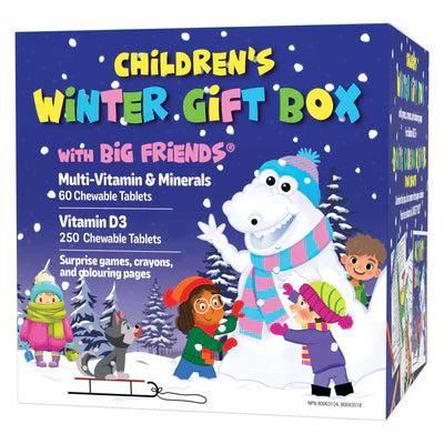 Natural Factors Children's Winter Gift Box (Multivitamins & Minerals + Vitamin D3 Chewable Tablets)