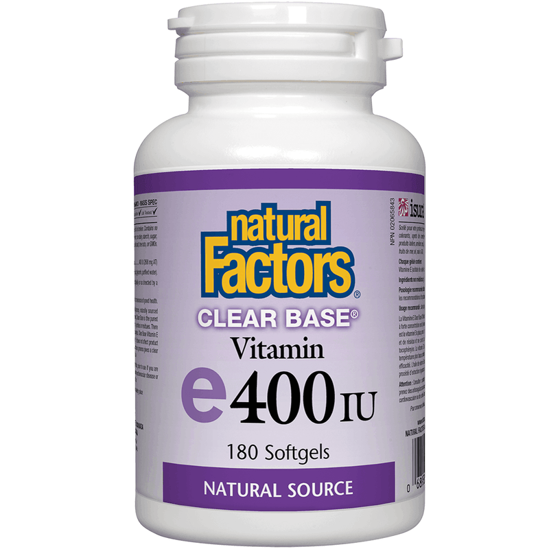 Natural Factors Clear Base Vitamin E 400 IU 180 Softgels Vitamins - Vitamin E at Village Vitamin Store