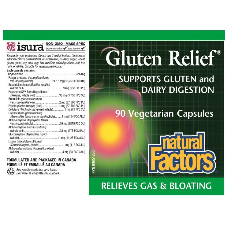 Natural Factors Gluten Relief 90 Veggie Caps Supplements at Village Vitamin Store