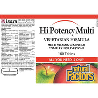 Natural Factors Hi Potency Multi Vegetarian Formula 180 Tabs Vitamins - Multivitamins at Village Vitamin Store