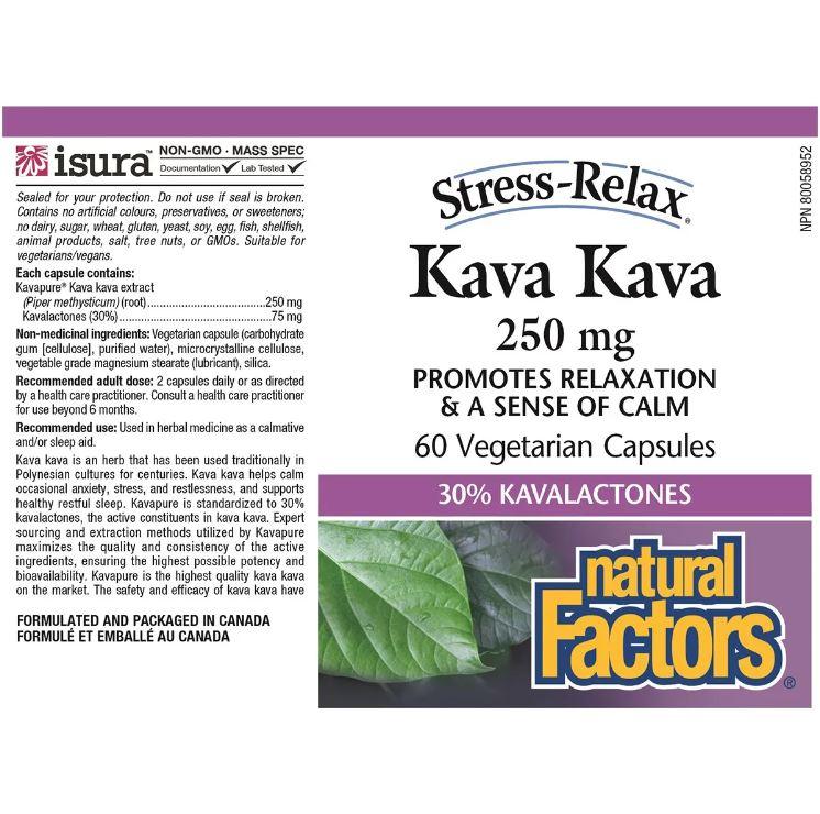 Natural Factors Kava Kava 250mg 60 Veggie Caps Supplements - Stress at Village Vitamin Store