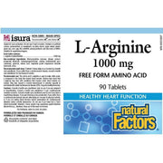 Natural Factors L-Arginine 1000mg 90 Tabs Supplements - Amino Acids at Village Vitamin Store