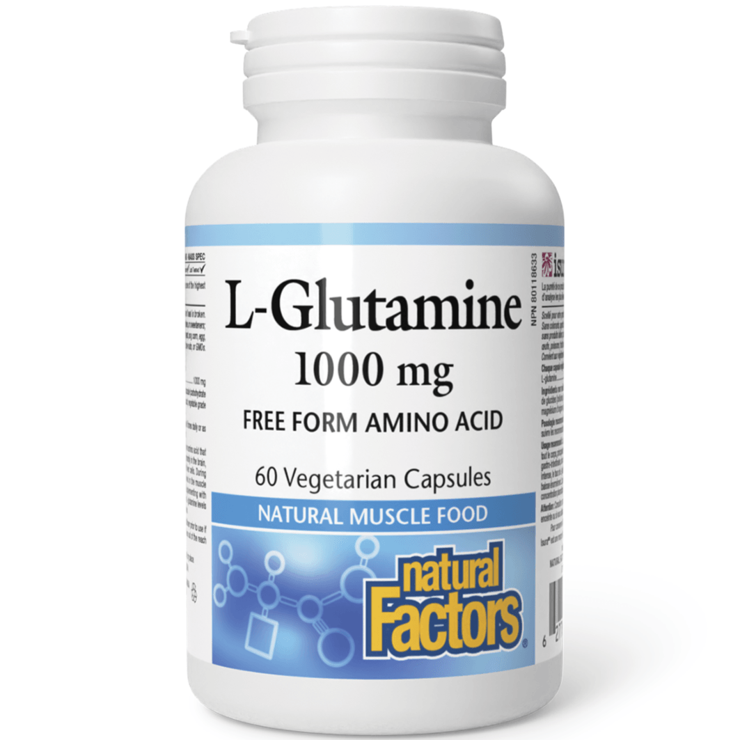 Natural Factors L-Glutamine 1000mg 60 Veggie Caps Supplements - Amino Acids at Village Vitamin Store