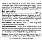 Natural Factors L-Lysine 1000mg 60 Tabs Supplements - Amino Acids at Village Vitamin Store