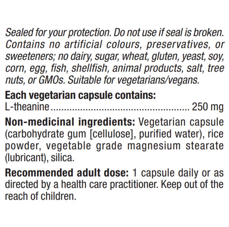 Natural Factors L-Theanine 250mg 90 Veggie Caps Supplements - Stress at Village Vitamin Store