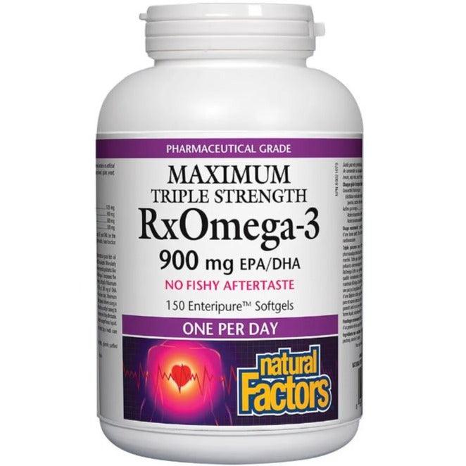 Natural Factors Rx Omega-3 Maximum Triple Strength 900mg 150 Softgels Supplements - EFAs at Village Vitamin Store