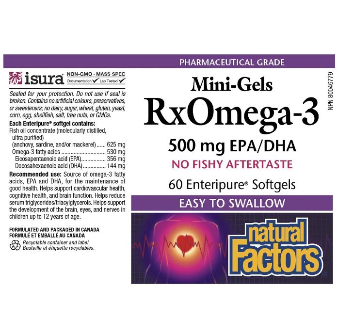 Natural Factors Mini-Gels Rx Omega-3  Mini-Gels 500mg EPA/DHA 120 Softgels