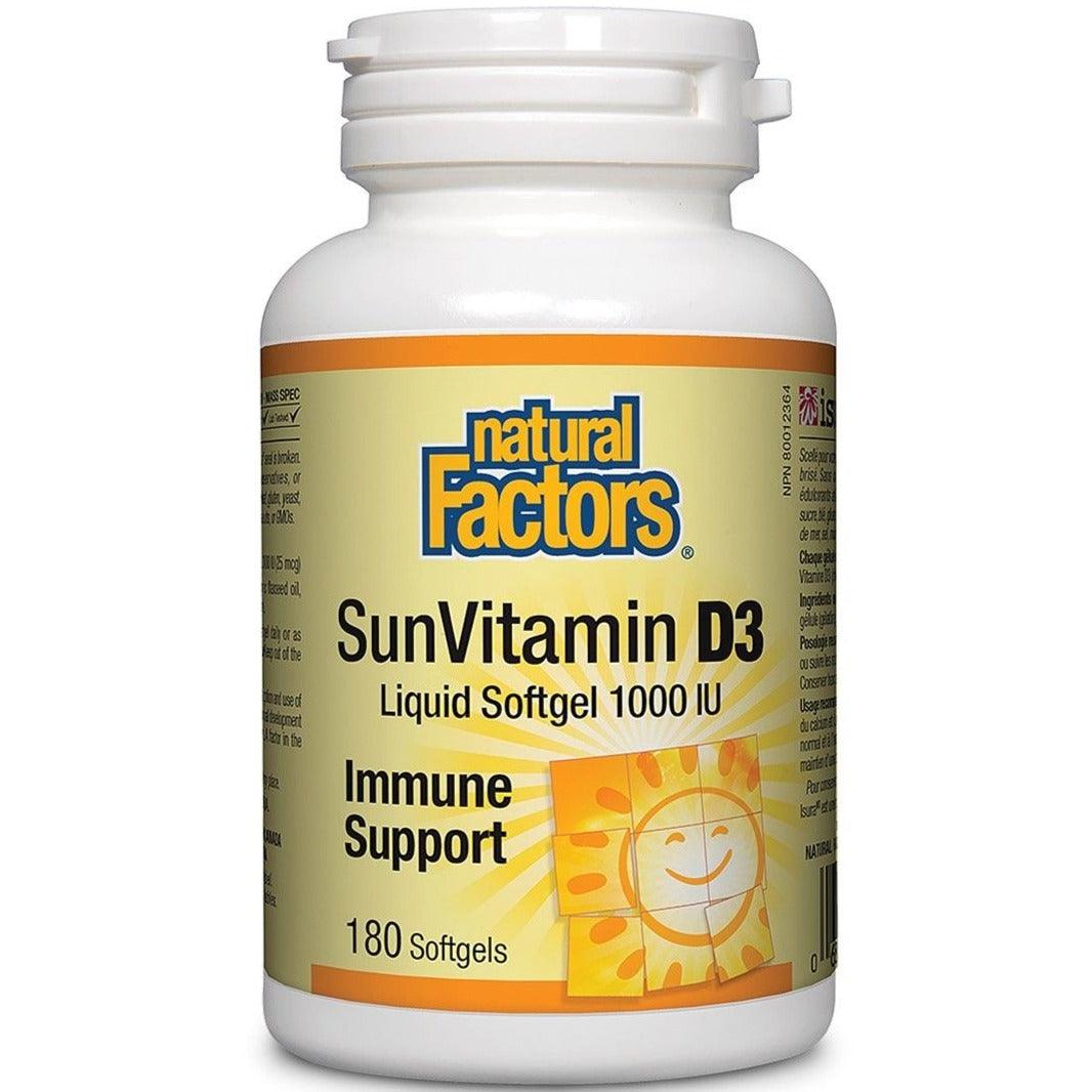 Natural Factors Sun Vitamin D3 1000 IU 180 Softgels Vitamins - Vitamin D at Village Vitamin Store