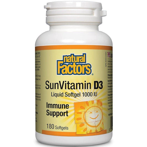 Natural Factors Sun Vitamin D3 1000 IU 180 Softgels Vitamins - Vitamin D at Village Vitamin Store