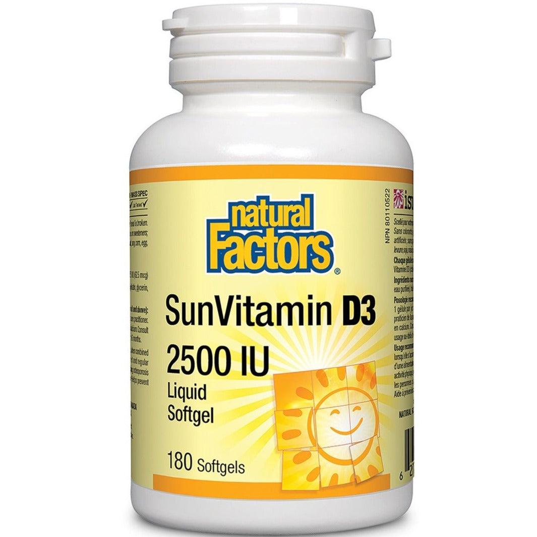 Natural Factors Sunvitamin D3 2500 IU 180 Softgels Vitamins - Vitamin D at Village Vitamin Store