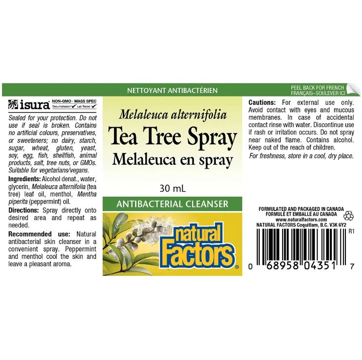 Natural Factors Tea Tree Oil Spray 30ml Personal Care at Village Vitamin Store