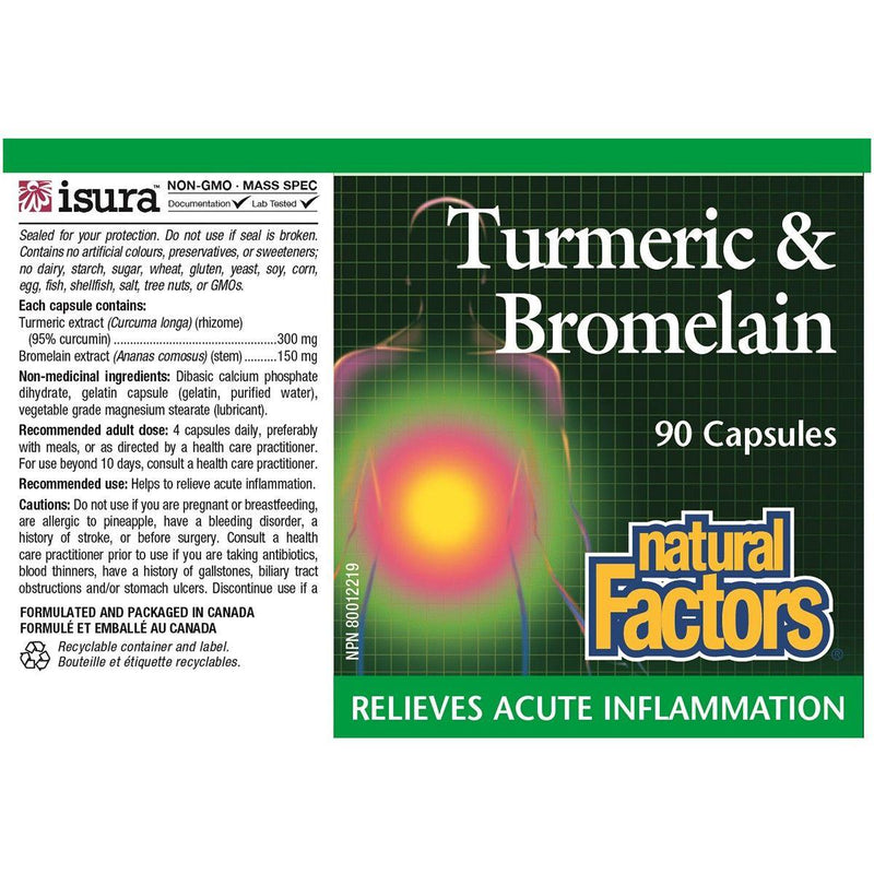 Natural Factors Turmeric & Bromelain 90 Caps Supplements - Turmeric at Village Vitamin Store