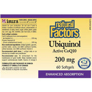 Natural Factors Ubiquinol CoQ10 200mg 60 Softgels Supplements - Cardiovascular Health at Village Vitamin Store