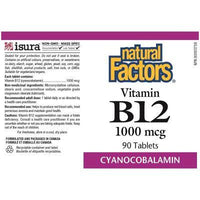 Natural Factors Vitamin B12 1000mcg Cyanocobalamin 90 Tabs Vitamins - Vitamin B at Village Vitamin Store
